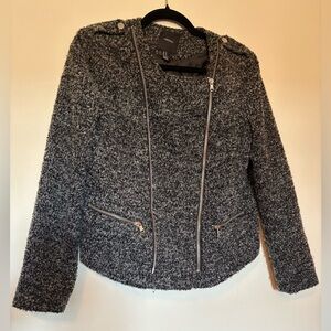 Women's Black Tweed Bomber Jacket